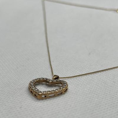 10k gold heart w/26 diamonds & 14k gold necklace