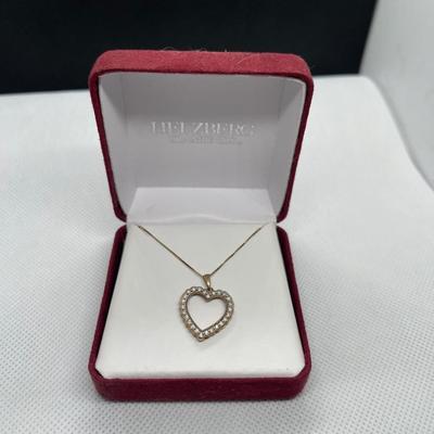 10k gold heart w/26 diamonds & 14k gold necklace