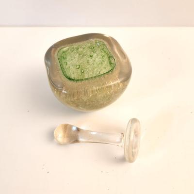 Lot #87D Murano Gold Fleck Submerged Green Small Mortar and Pestle