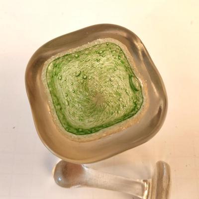 Lot #87D Murano Gold Fleck Submerged Green Small Mortar and Pestle