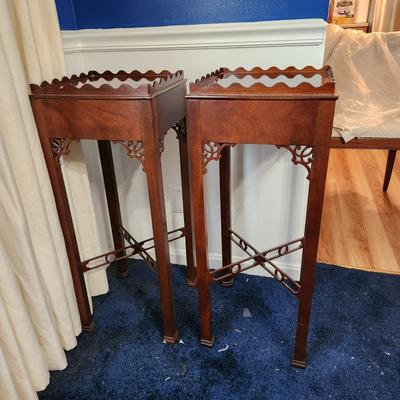 Pair Tall Side Tables Plant Stands 13x13x32