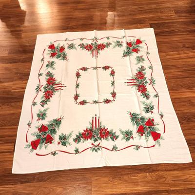 Lot #93 Vintage Cotton Christmas Tablecloth
