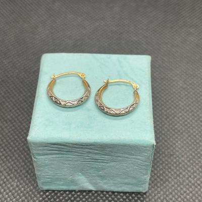 14k gold two tone hoop earrings