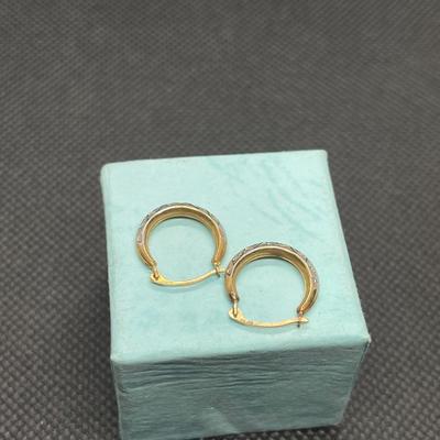 14k gold two tone hoop earrings