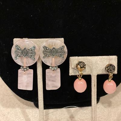 Pink clip on earrings and crystal