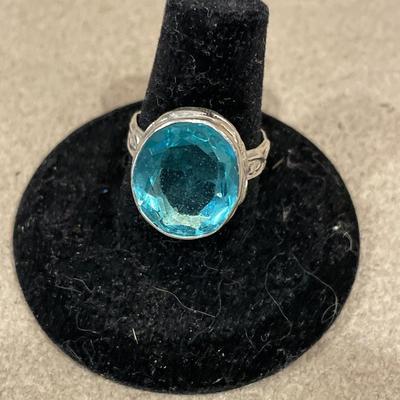 Aquamarine color stone ring