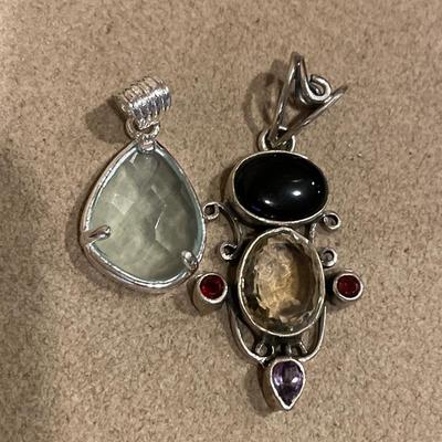 2 pendant with black and clear stones
