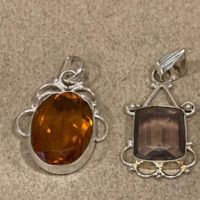Deep purple and amber color pendants