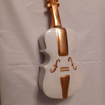 gilded violin trinket box