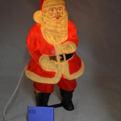 Vintage Christmas Hard Plastic Santa Claus Blow-Mold Light 17â€