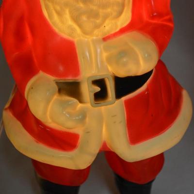 Vintage Christmas Hard Plastic Santa Claus Blow-Mold Light 17â€