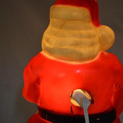 Vintage Christmas Hard Plastic Santa Claus Blow-Mold Light 17â€