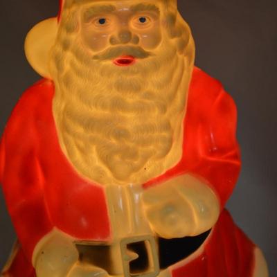 Vintage Christmas Hard Plastic Santa Claus Blow-Mold Light 17â€