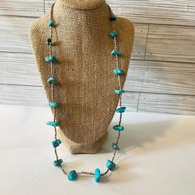 Turquoise nugget & heishi shell necklace. Navajo shop art