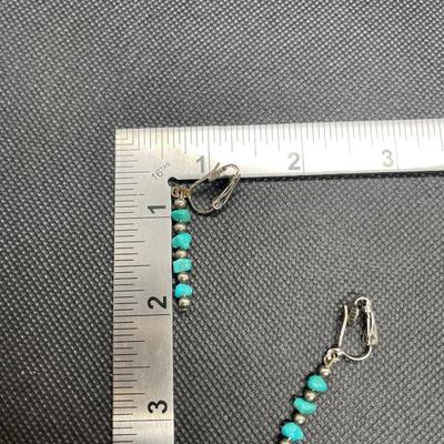 Small turquoise nugget dangle earrings. Not Sterling