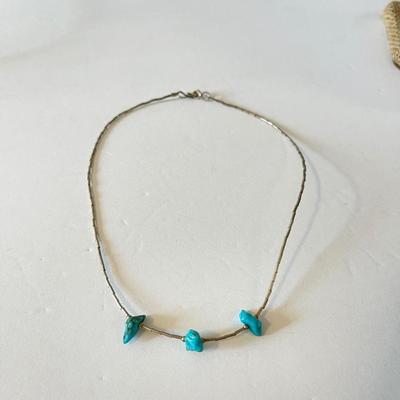 3 Little turquoise nugget necklace