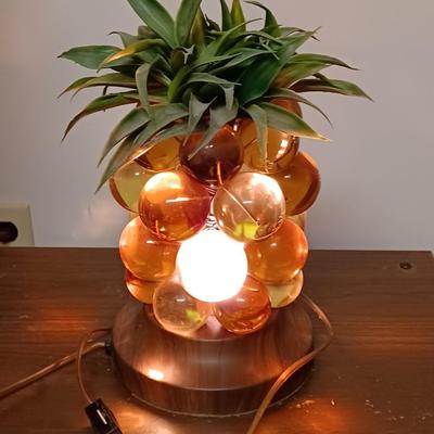 Vintage Lucite Acrylic Grape Cluster Pineapple Lamp