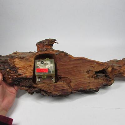 Vintage Wooden Crafted Hanging Cabin Decor Nature Driftwood Battery Operated Clock