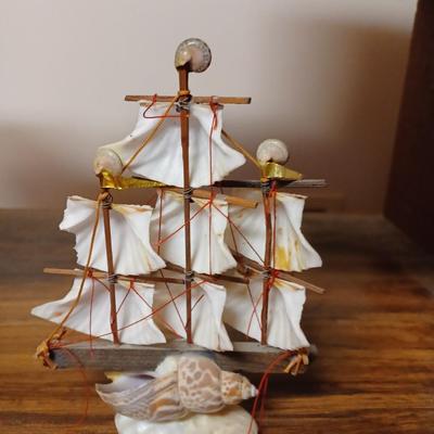 Handmade Japanese Seashell Sailboat