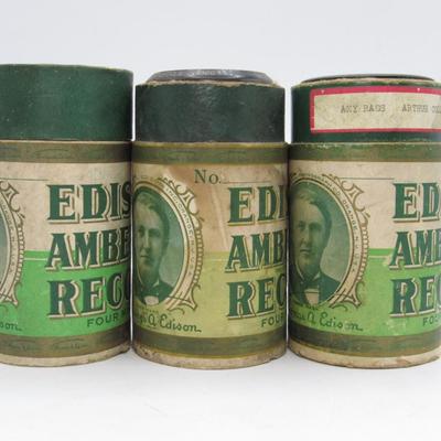 Antique Four Minute Edison Amberol Record Wax Cylinders
