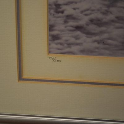 Signed Winter Lighthouse Photo Print, Framed/Matted 146/200