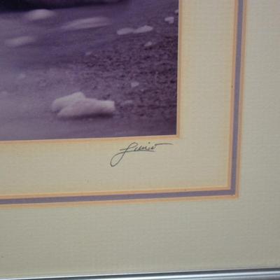 Signed Winter Lighthouse Photo Print, Framed/Matted 146/200
