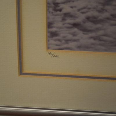 Signed Winter Lighthouse Photo Print, Framed/Matted 146/200