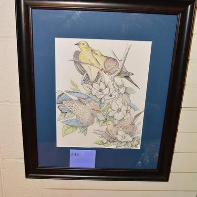 Original Art Pencil Drawing Mourning Doves Measures 23"X19"