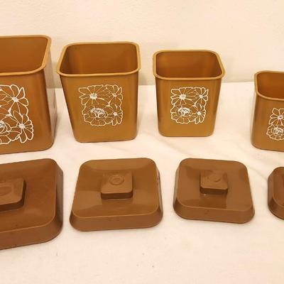 Lot #106 Set of 4 Nesting Mid Century Modern Kitchen Canisters