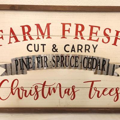 Lot #107 Contemporary Christmas Sign Decor - Farm Fresh Christmas Trees