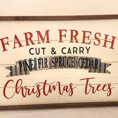 Lot #107 Contemporary Christmas Sign Decor - Farm Fresh Christmas Trees