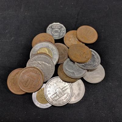 Handful of International Coins
