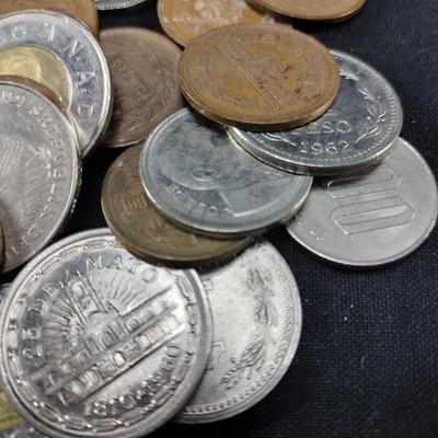Handful of International Coins