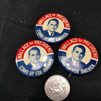 Trio of "Wallace for President" Campaign Buttons