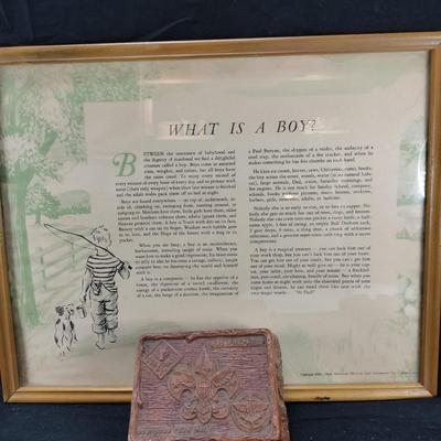 Framed "What is a Boy" Picture & Boy Scout Box