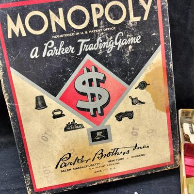 Old Monopoly Game- Pieces and Parts