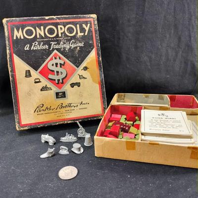 Old Monopoly Game- Pieces and Parts
