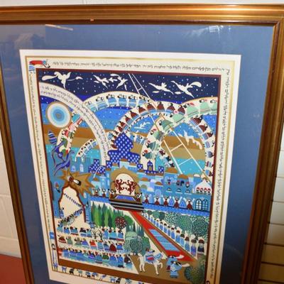 Framed/Matted "Arrival at Moshiach" Signed Raphael Abecassis 112/250