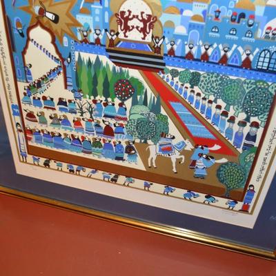 Framed/Matted "Arrival at Moshiach" Signed Raphael Abecassis 112/250