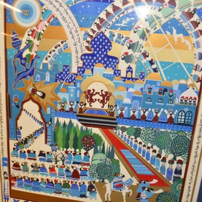 Framed/Matted "Arrival at Moshiach" Signed Raphael Abecassis 112/250