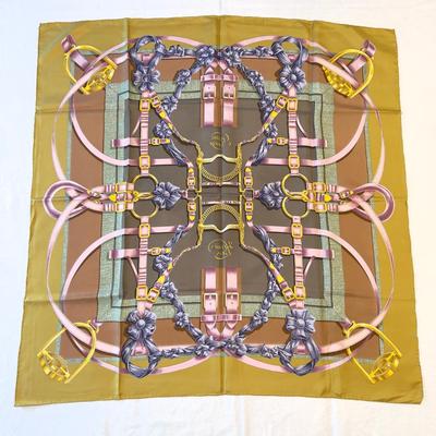 009 Authentic HERMÃˆS Carre 90 Silk Scarf Grand Manage by Henri d'Origny 1990