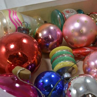 Lot of Vintage Hand Blown Christmas Ornaments & Plastic Topper