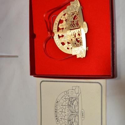 Lot of 4 Local Interest Gold Metal Christmas Ornaments with Box
