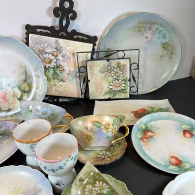 Hand Painted porcelain plates, cups Saucers