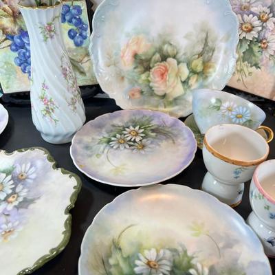 Hand Painted porcelain plates, cups Saucers