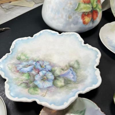 Hand Painted porcelain plates, cups Saucers