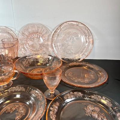 Pink Depression glass Floral Sharon pattern and others