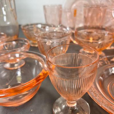 Pink Depression glass Floral Sharon pattern and others