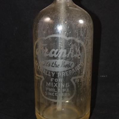 Antique "Frank's" Seltzer Bottle 11.25"X4"