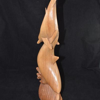 Hand Carved Dolphin Sculpture 20"X8"